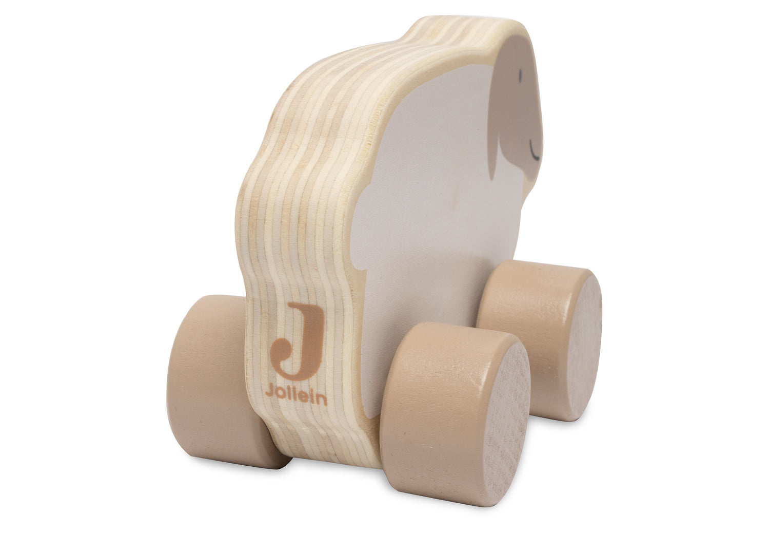 Jollein wooden toy car lamb from behind