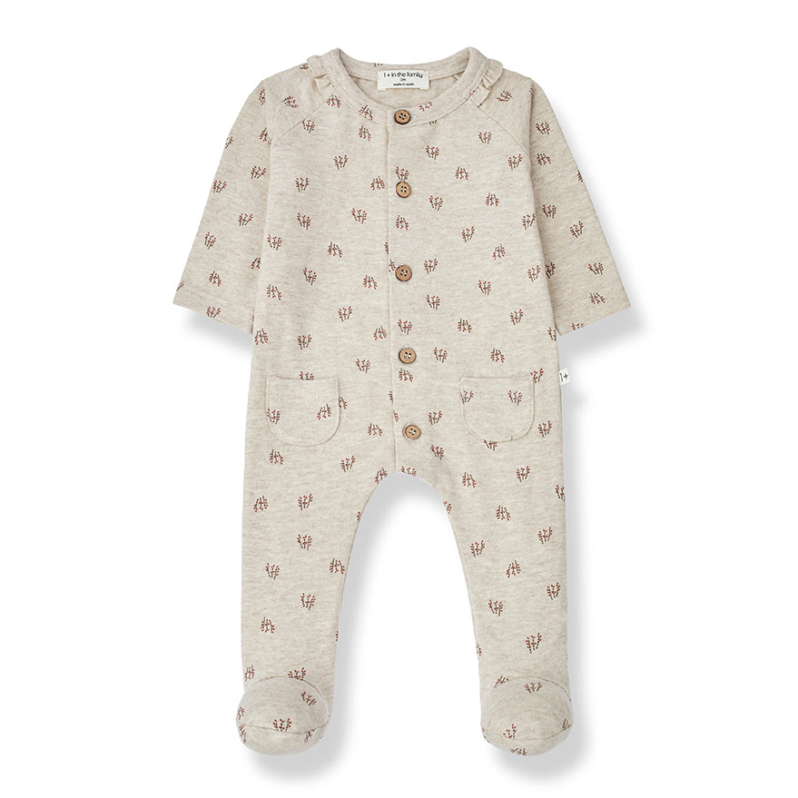 1+ in the family baby onesie Melak in Oatmeal color