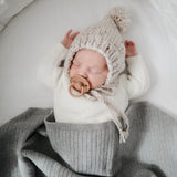 Mushie | Knitted Baby Blanket Ribbed - Gray Melange