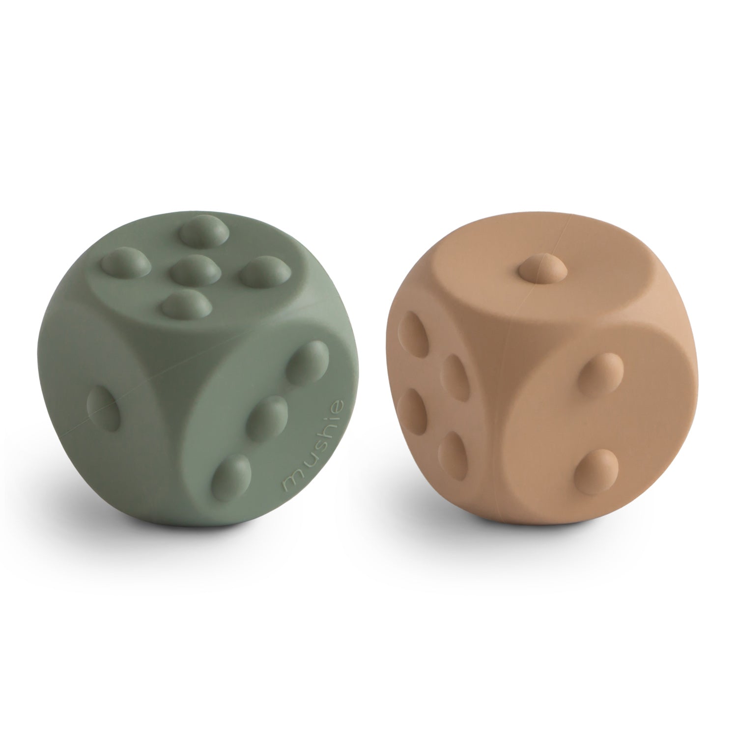 Mushie Dice Press Toy 2pack - Dried Thyme/Natural