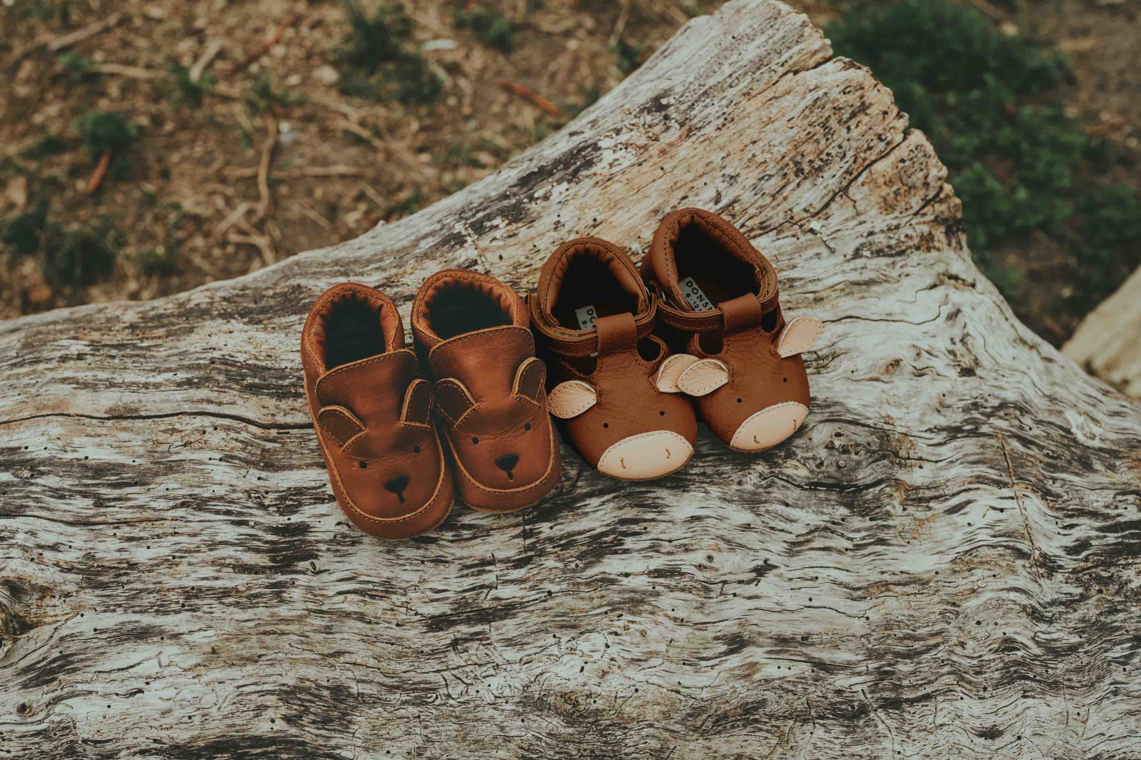 Donsje baby shoes arty bear leather cognac classic suede sole