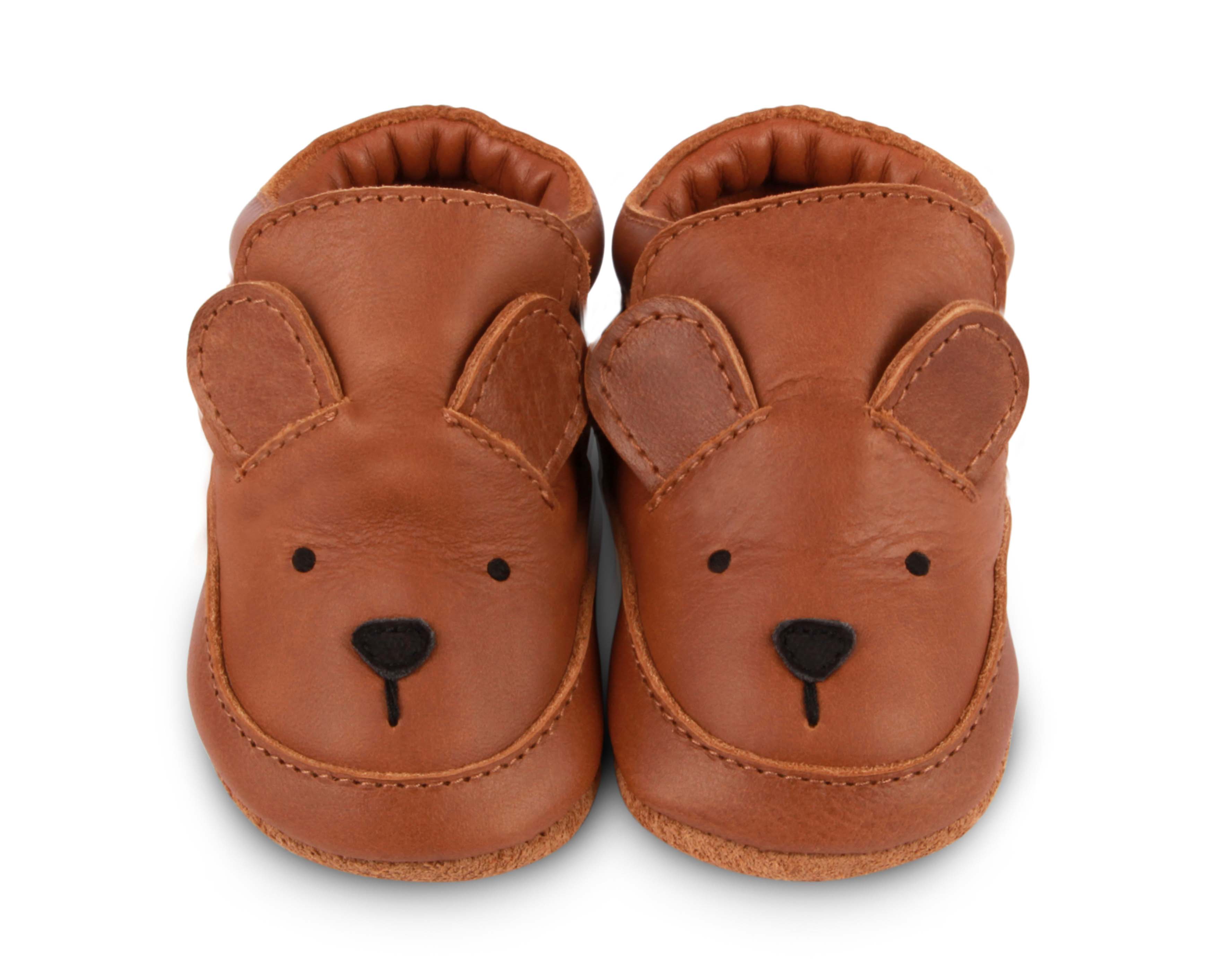 Donsje baby shoes arty bear leather cognac classic suede sole