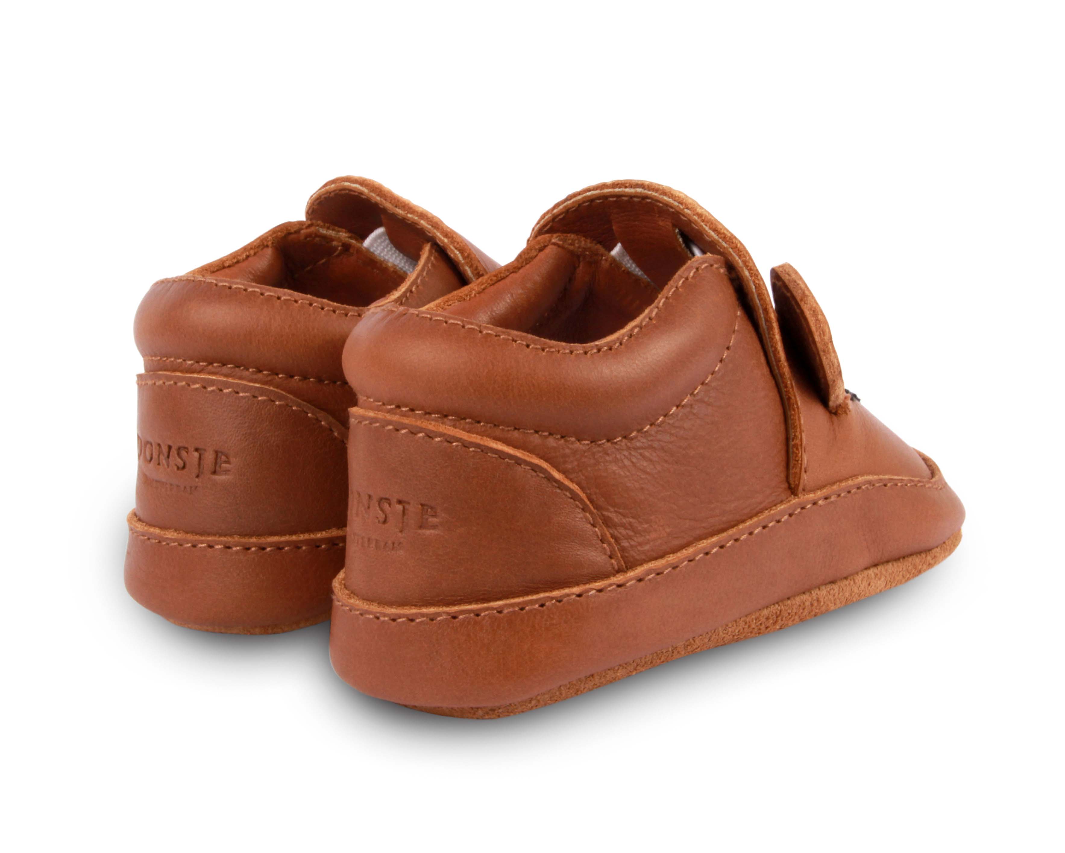 Donsje baby shoes arty bear leather cognac classic flexible suede sole