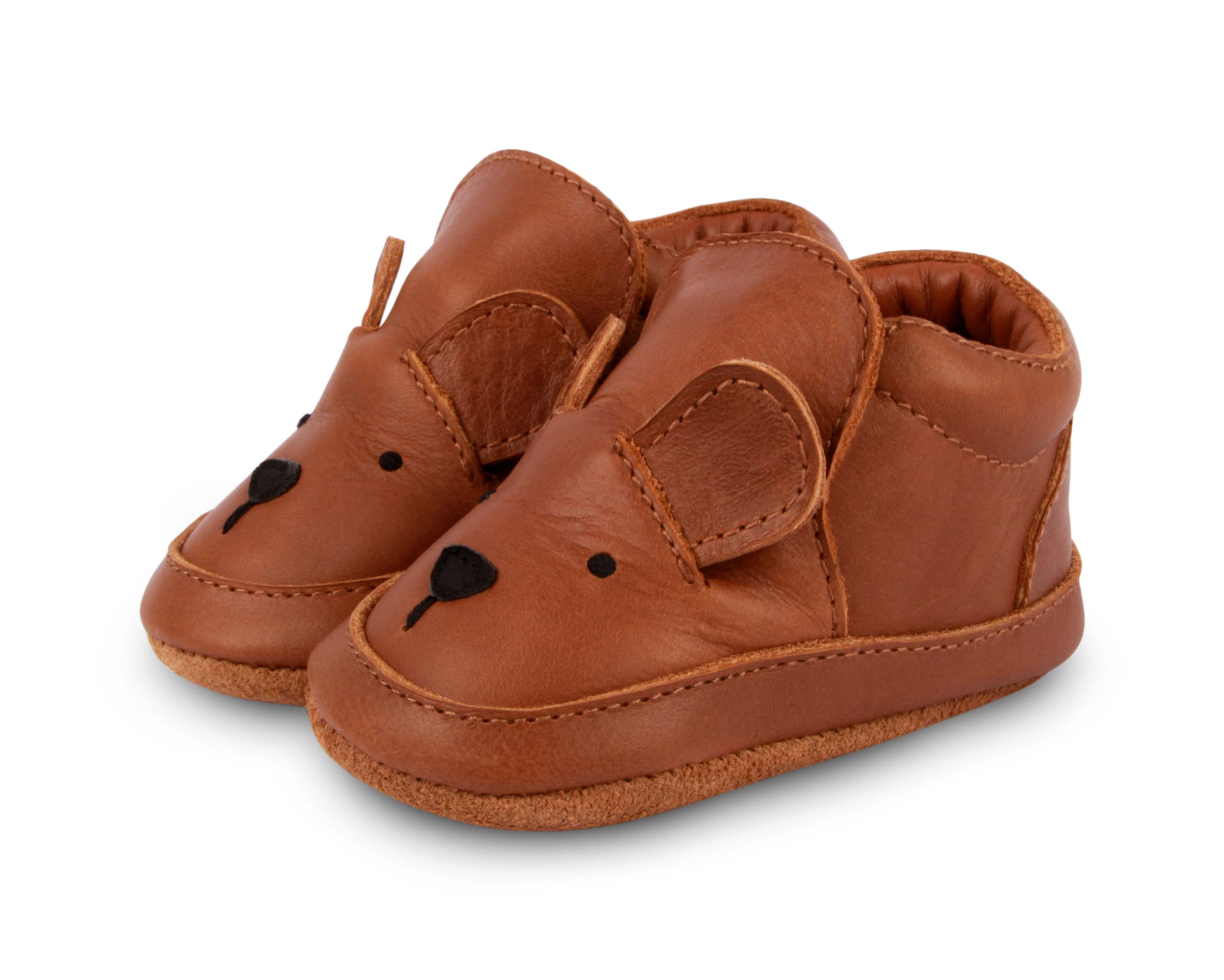 Donsje baby shoes arty bear leather cognac classic suede sole