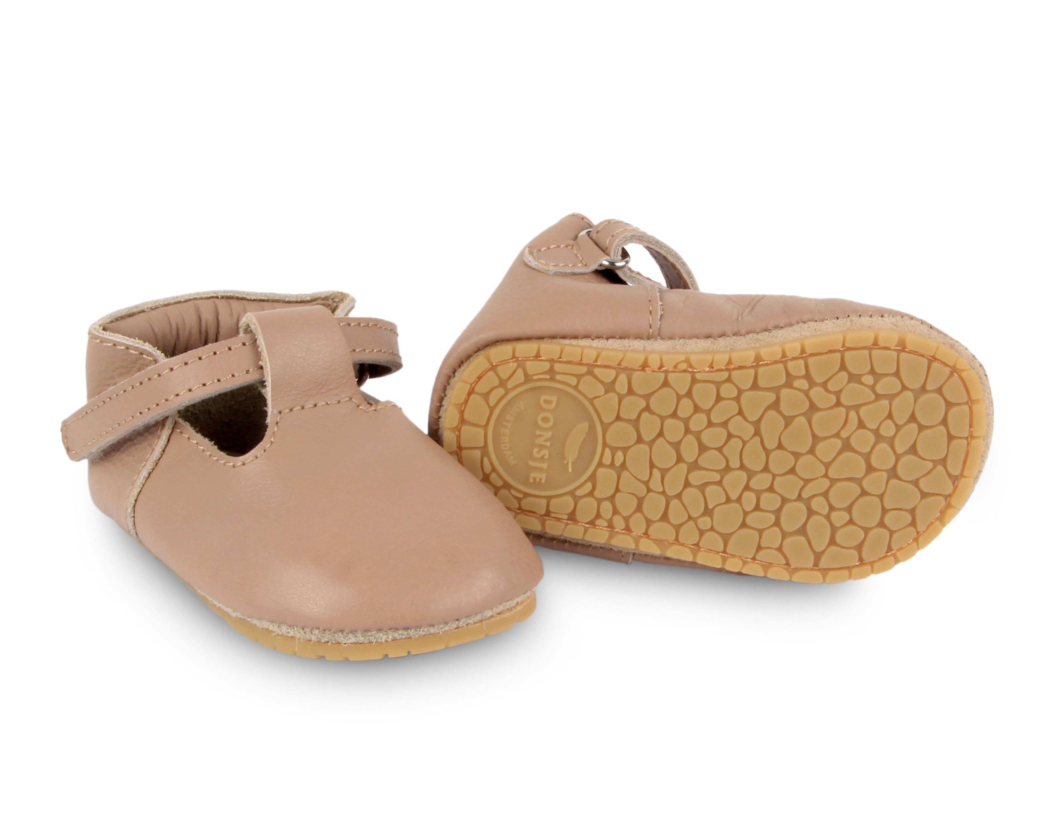 Donsje Baby Shoes Elia Leather Praline Rubber Sole