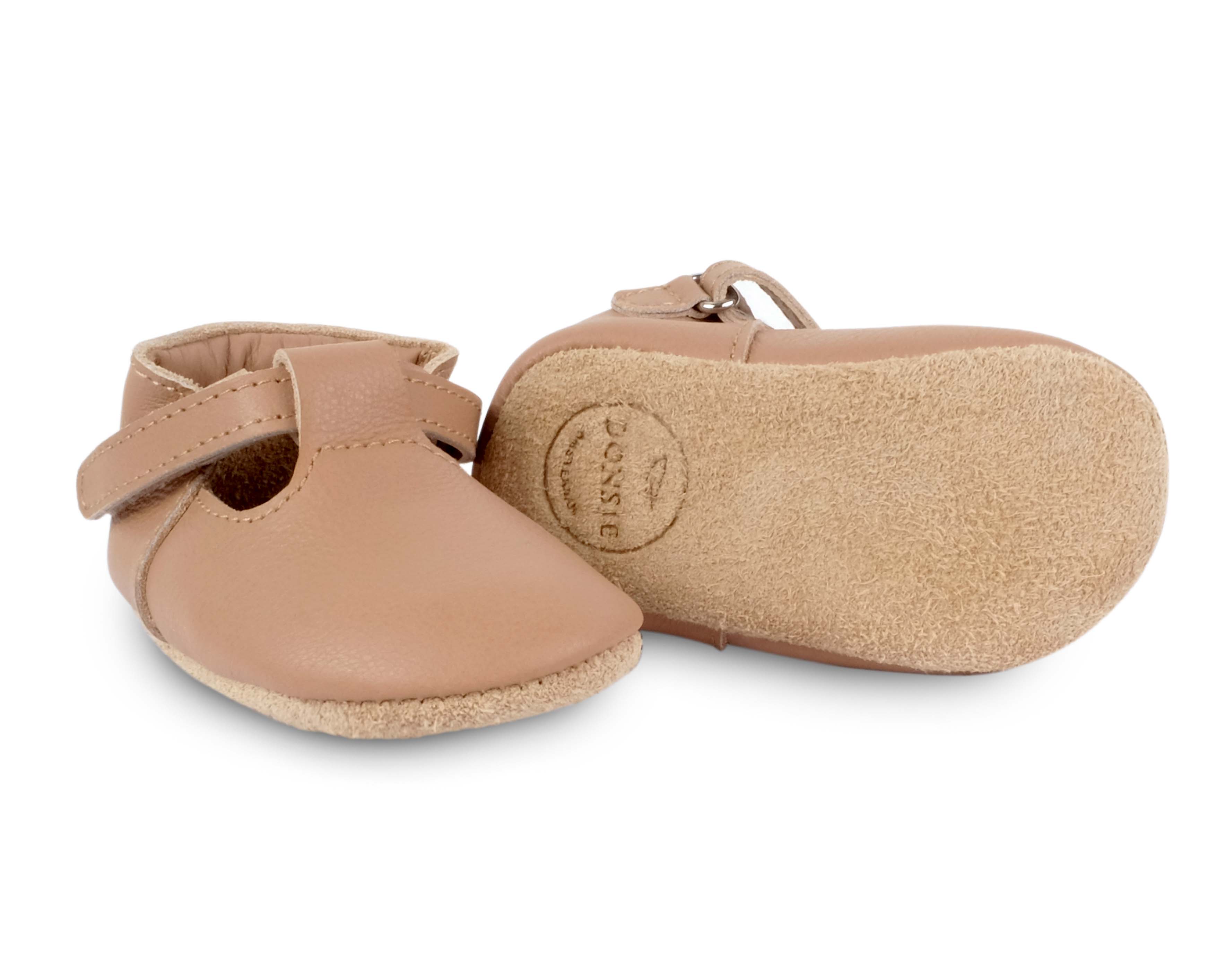 Donsje Baby Shoes Elia Leather Praline Suede Sole