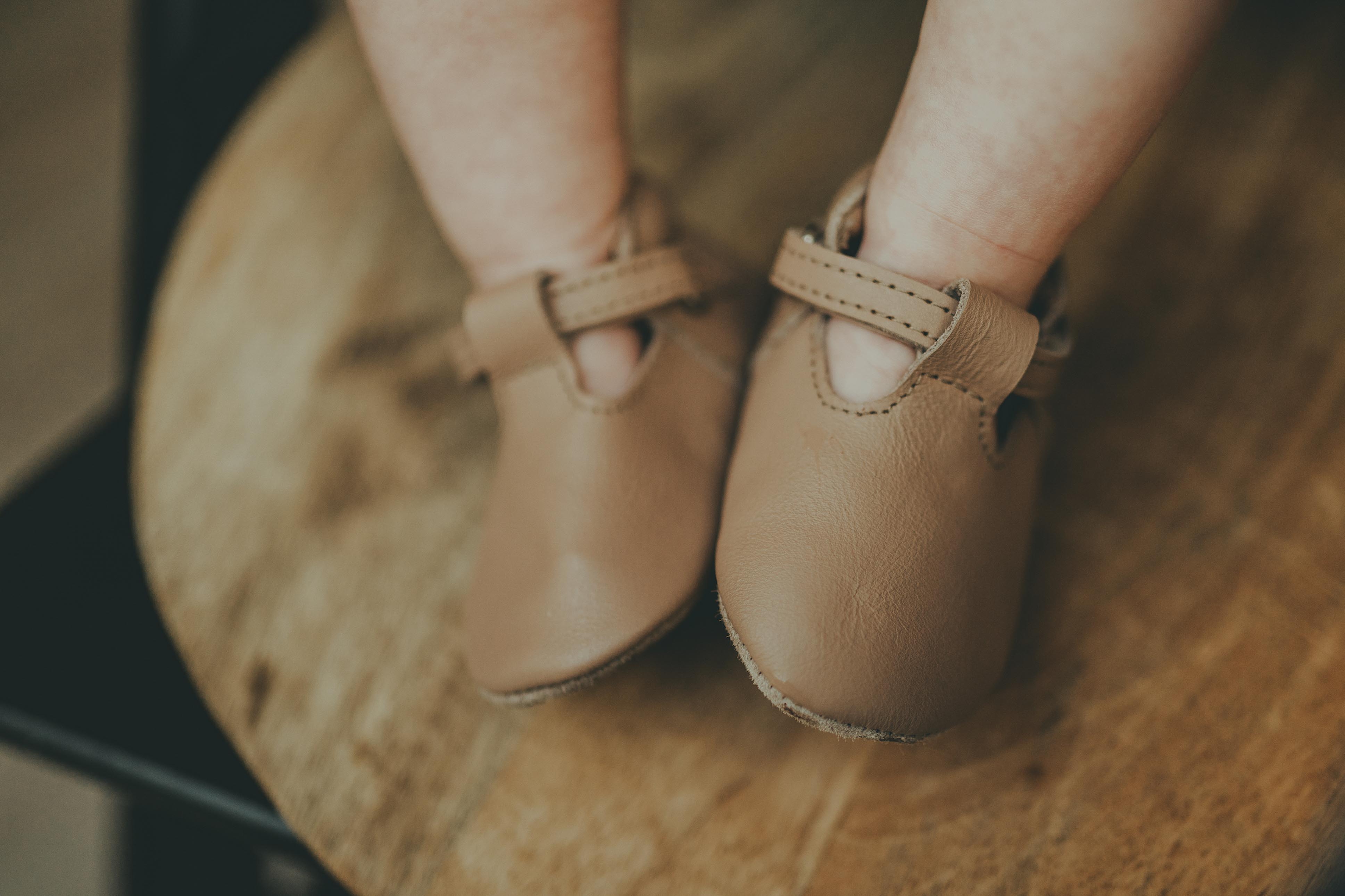 Donsje Baby Shoes Elia Leather Praline Suede Sole