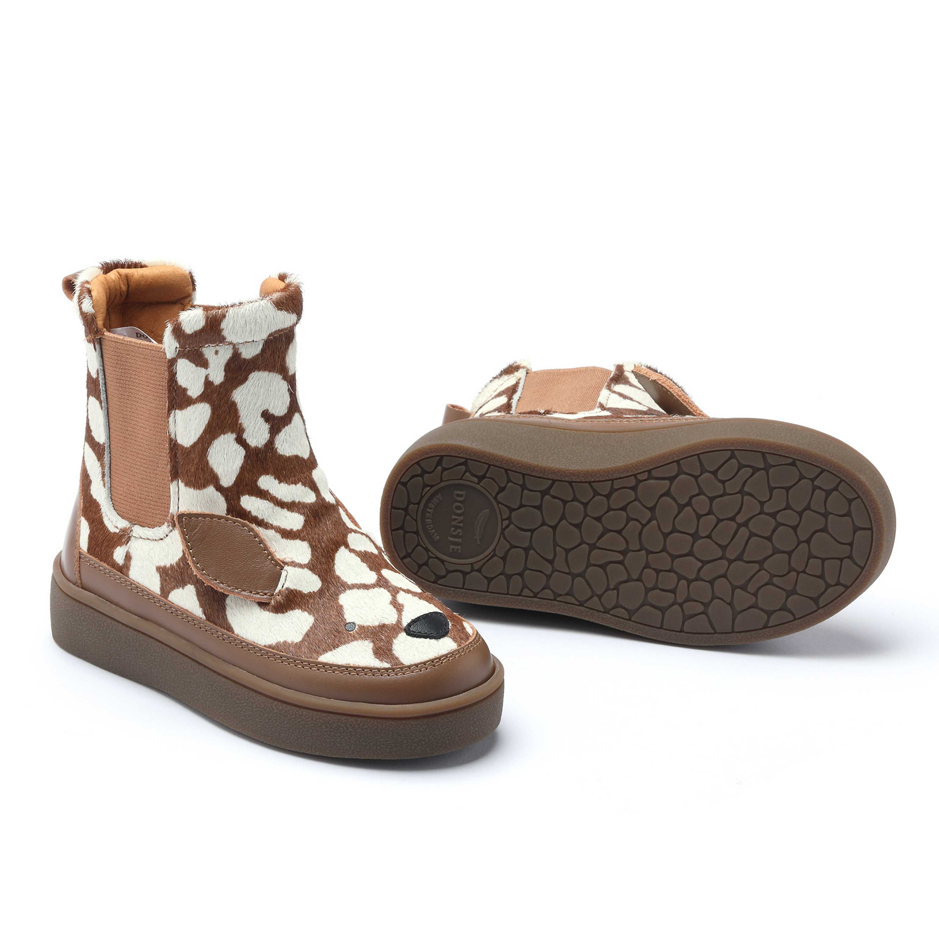 Donsje Kids Shoes Thuru Bambi Cow Hair Brown Spotted