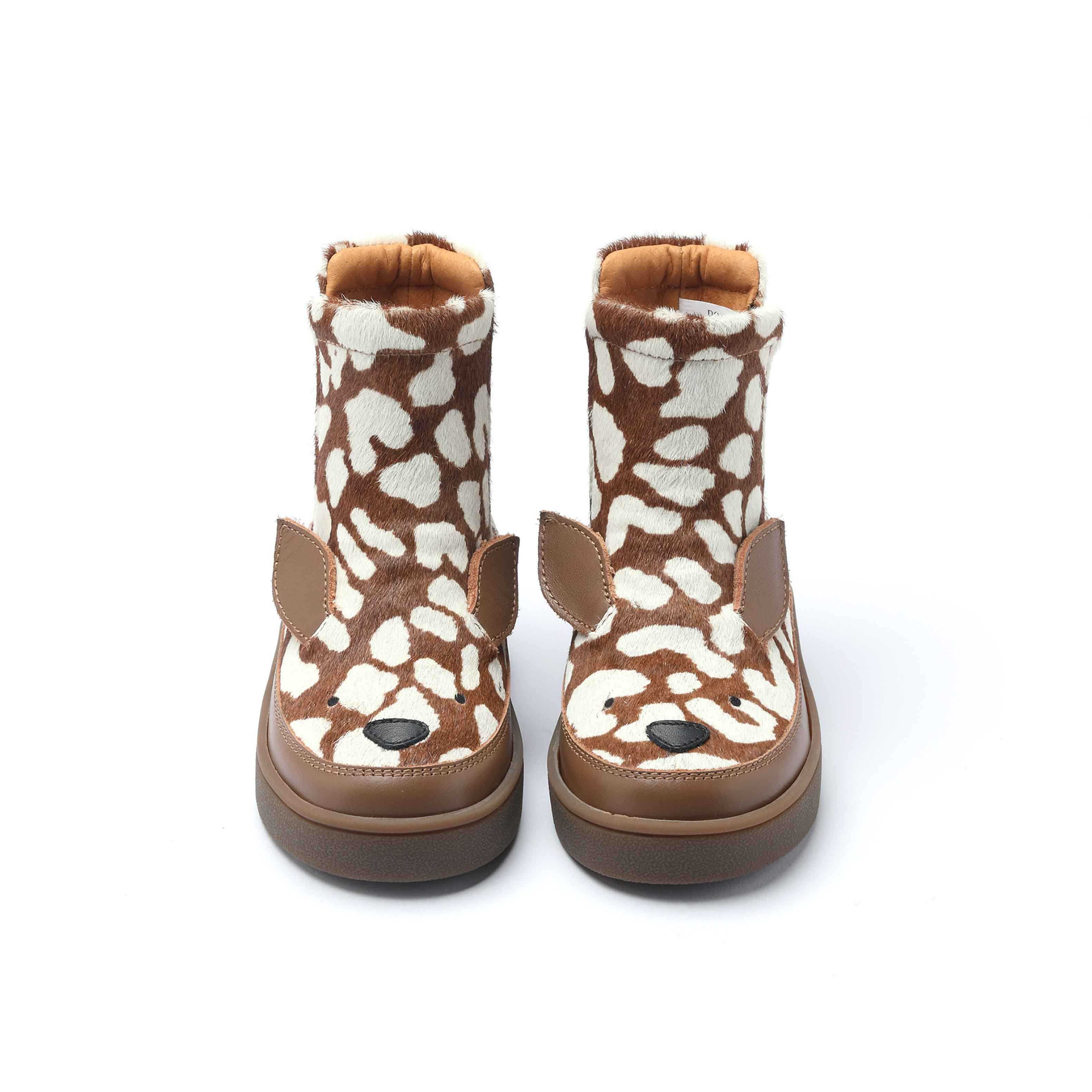 Donsje Kids Shoes Thuru Bambi Cow Hair Brown Spotted