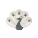 Donsje | Hairclip Guar Peacock - Off White Metallic Leather