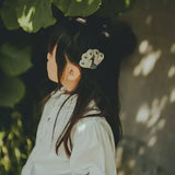 Donsje | Hairclip Guar Peacock - Off White Metallic Leather