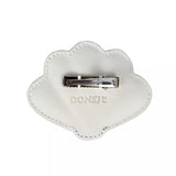Donsje | Hairclip Guar Peacock - Off White Metallic Leather