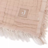 Jollein Muslin Blanket with Fringe 75x100cm Moonstone/Ivory detail logo shot