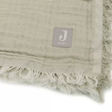 Jollein | Muslin Blanket with Fringe 75x100cm - Olive Green/Ivory