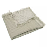 Jollein | Muslin Blanket with Fringe 75x100cm - Olive Green/Ivory