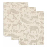 Jollein | Wash Cloth Muslin - Animals Olive Green (3pack)