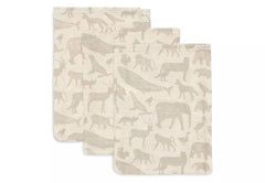 Jollein | Wash Cloth Muslin - Animals Olive Green (3pack)