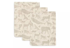 Jollein | Wash Cloth Muslin - Animals Olive Green (3pack)