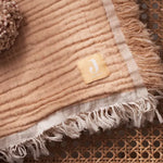 Jollein Muslin Blanket with Fringe 75x100cm Moonstone/Ivory detail