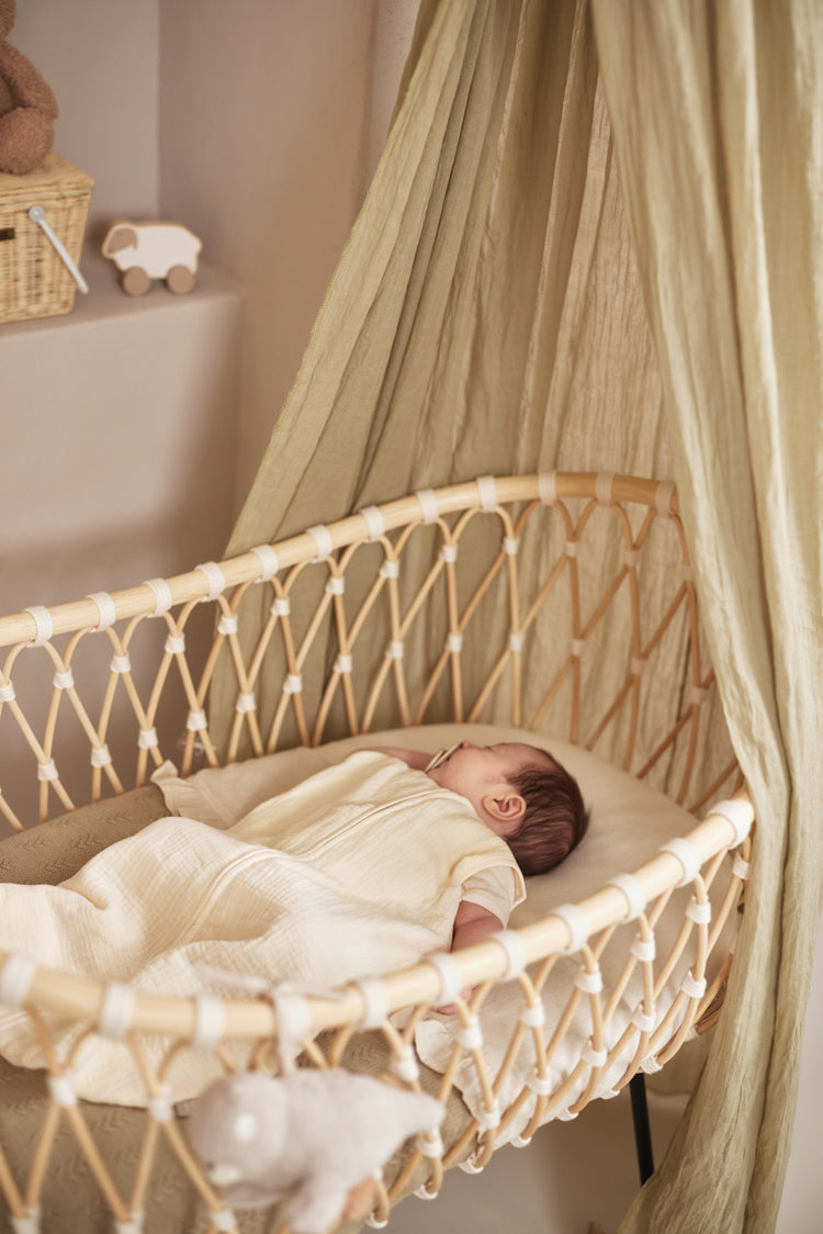 Baby in Jollein Sleeping Bag Muslin - Oatmeal