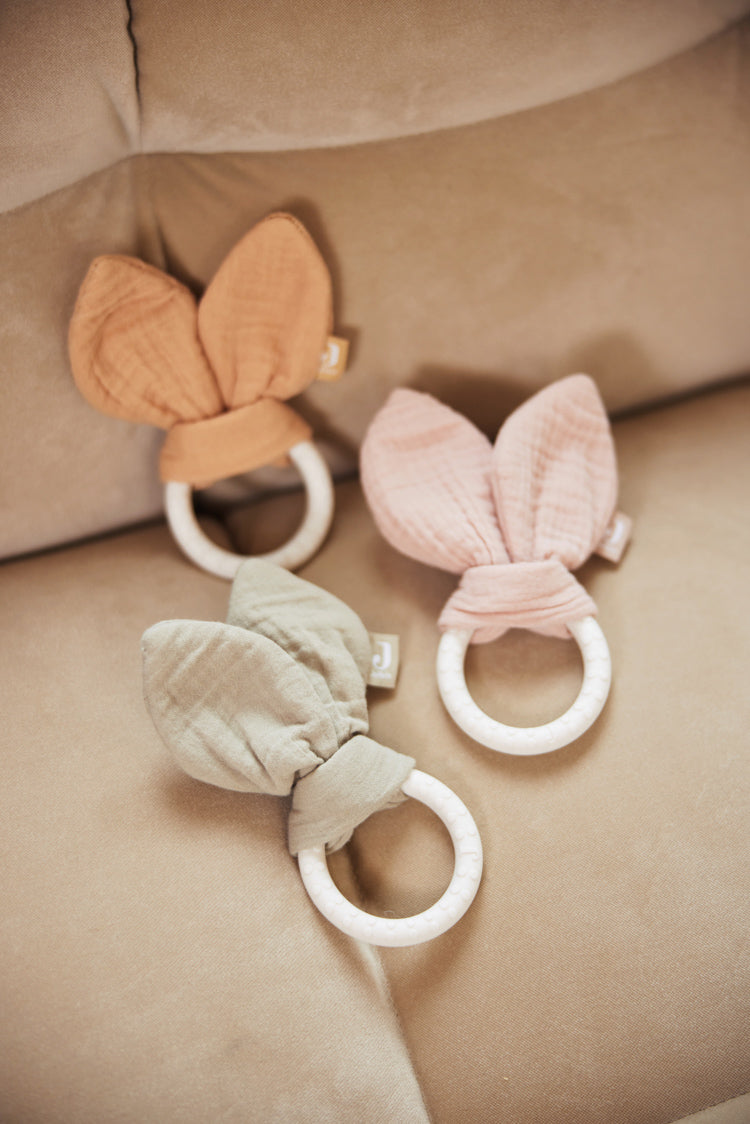 Jollein Silicone Teether Bunny Ears - Olive Green with other colors