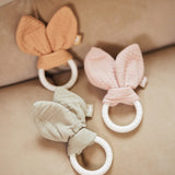 Jollein Silicone Teether Bunny Ears - Olive Green with other colors