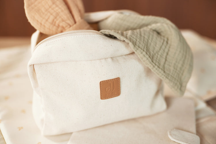 Jollein Pouch Twill - Natural lifestyle image with items