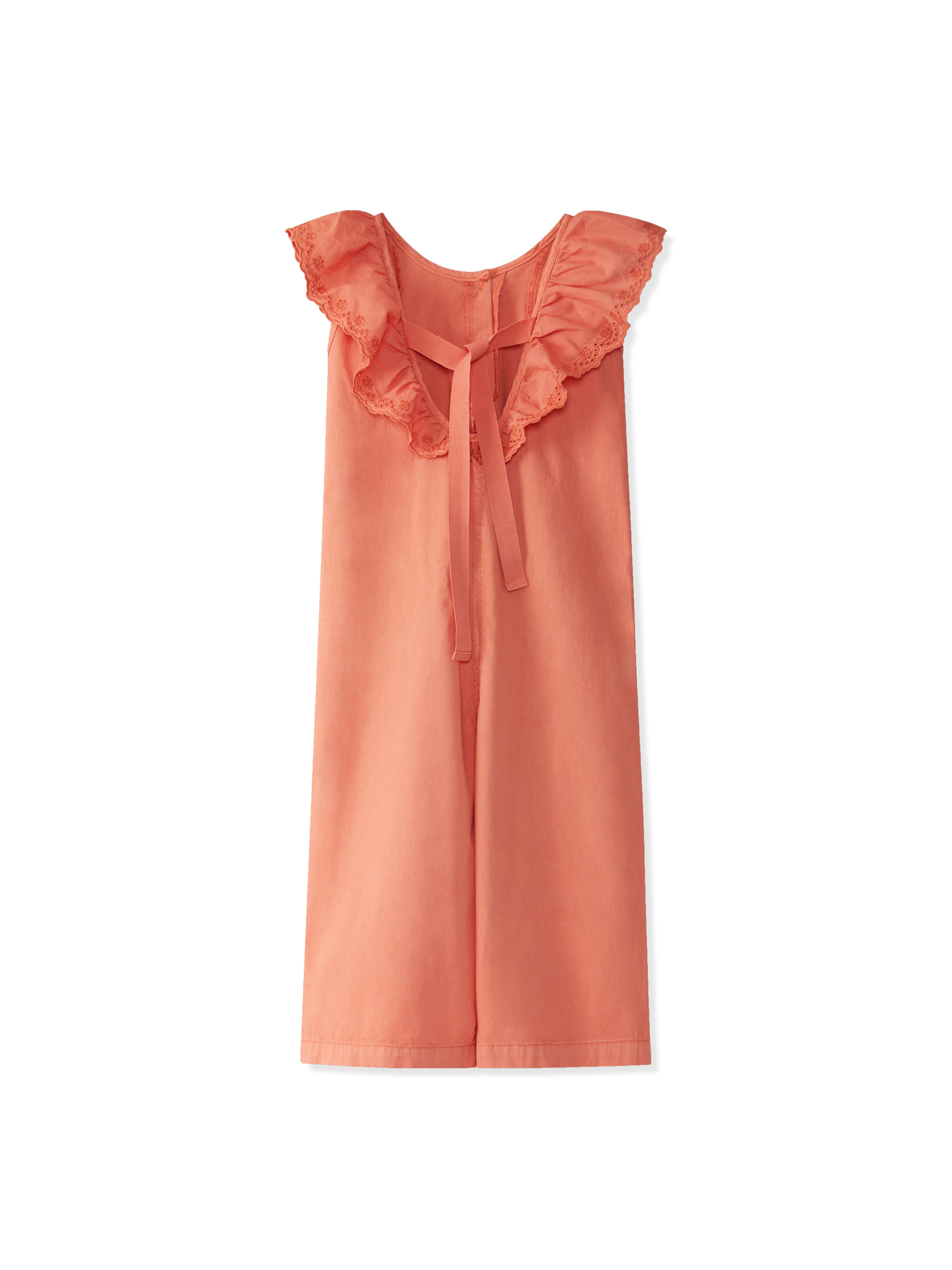 Laranjinha dungarees one piece with ribbon in coral color