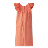 Laranjinha dungarees one piece with ribbon in coral color