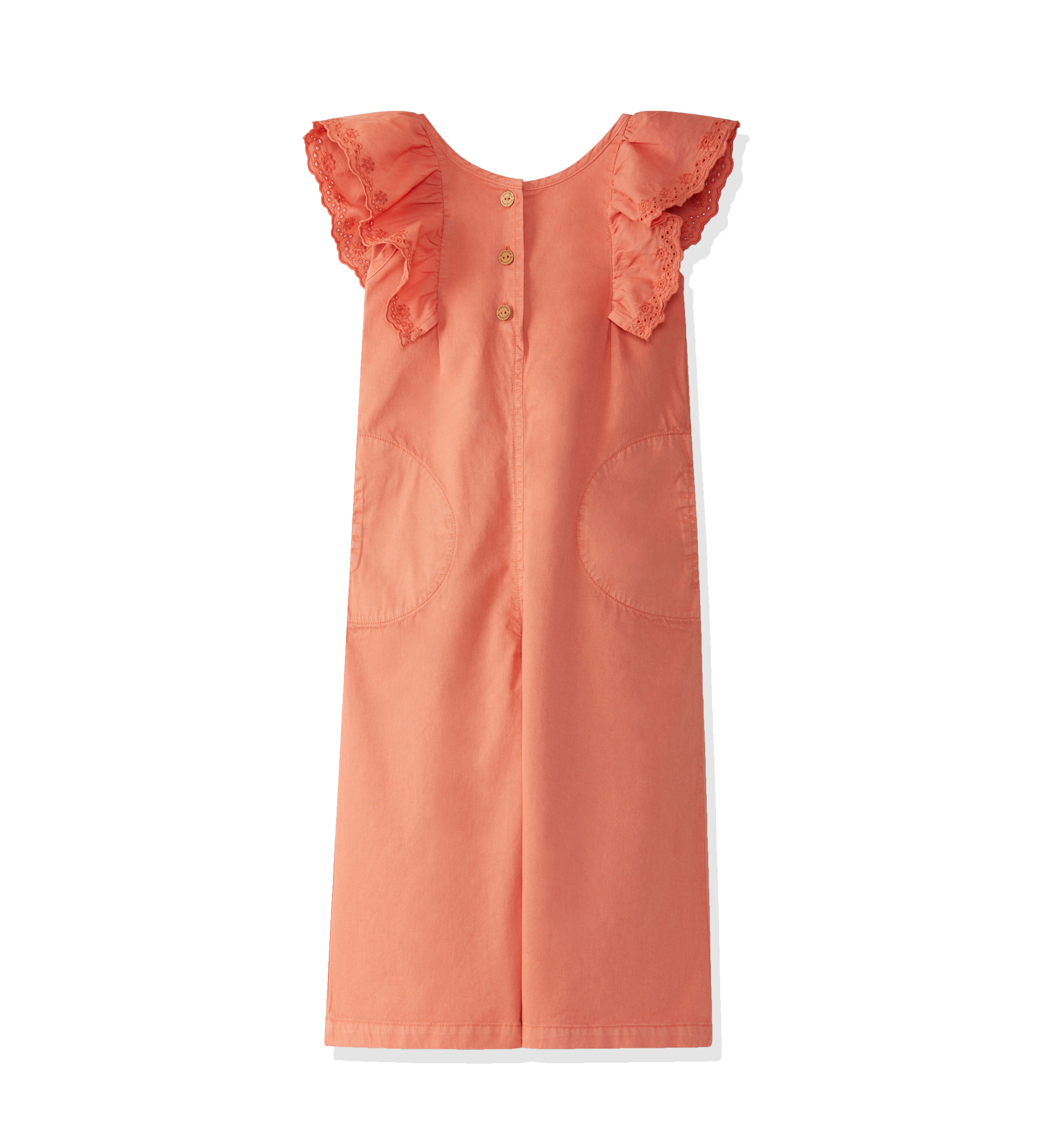 Laranjinha dungarees one piece with ribbon in coral color