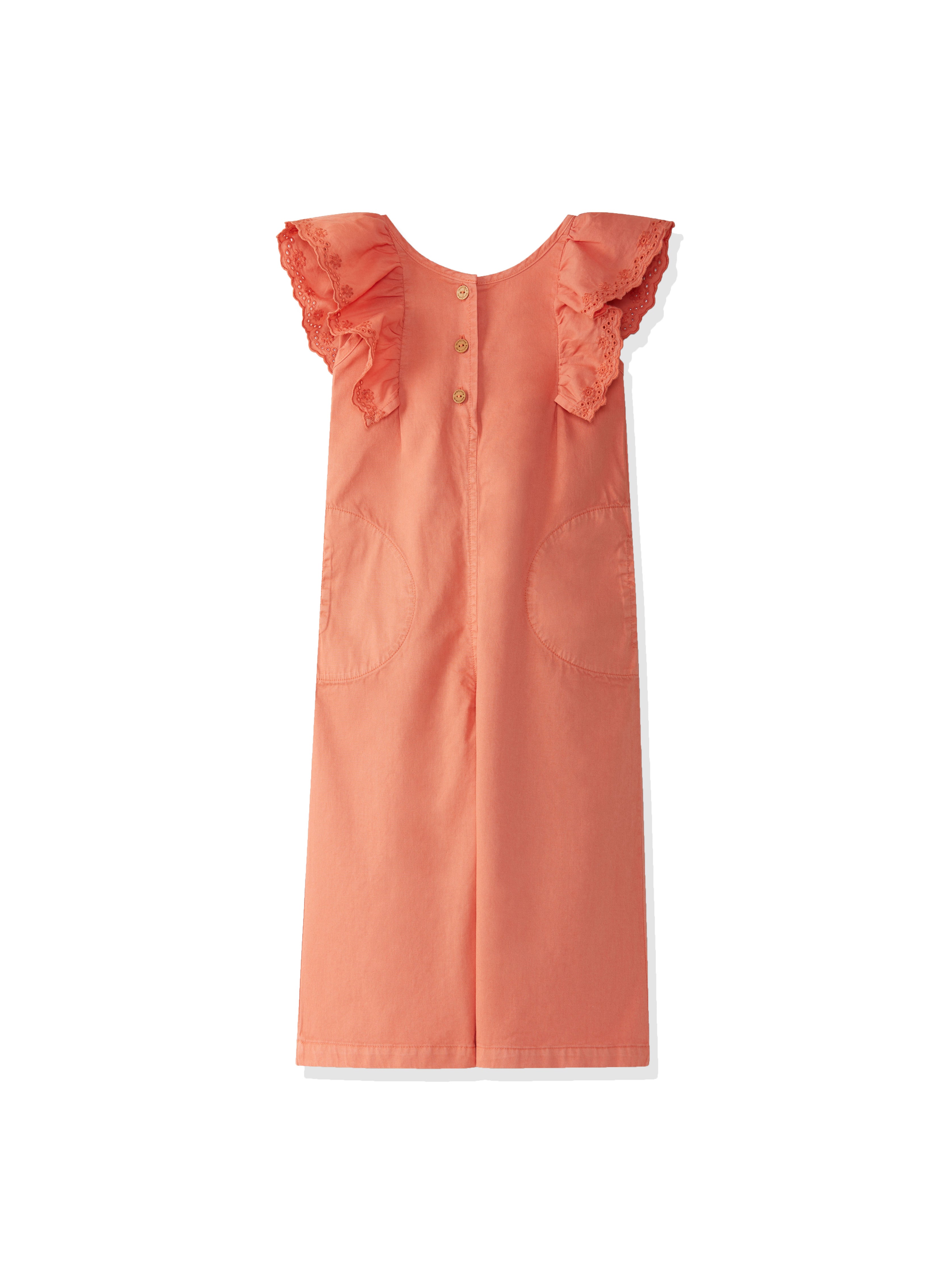 Laranjinha dungarees one piece with ribbon in coral color