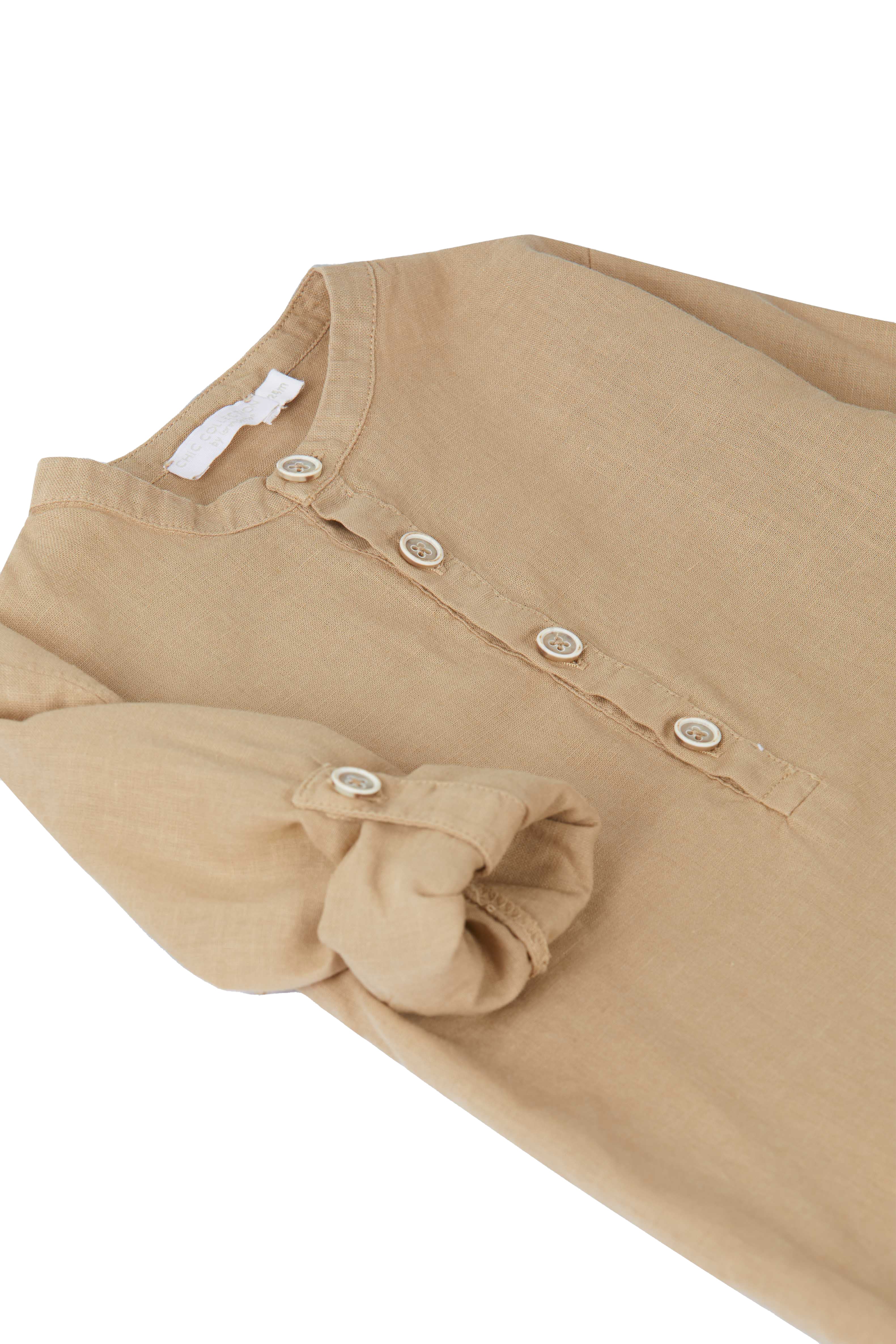Laranjinha linen shirt in Camel color