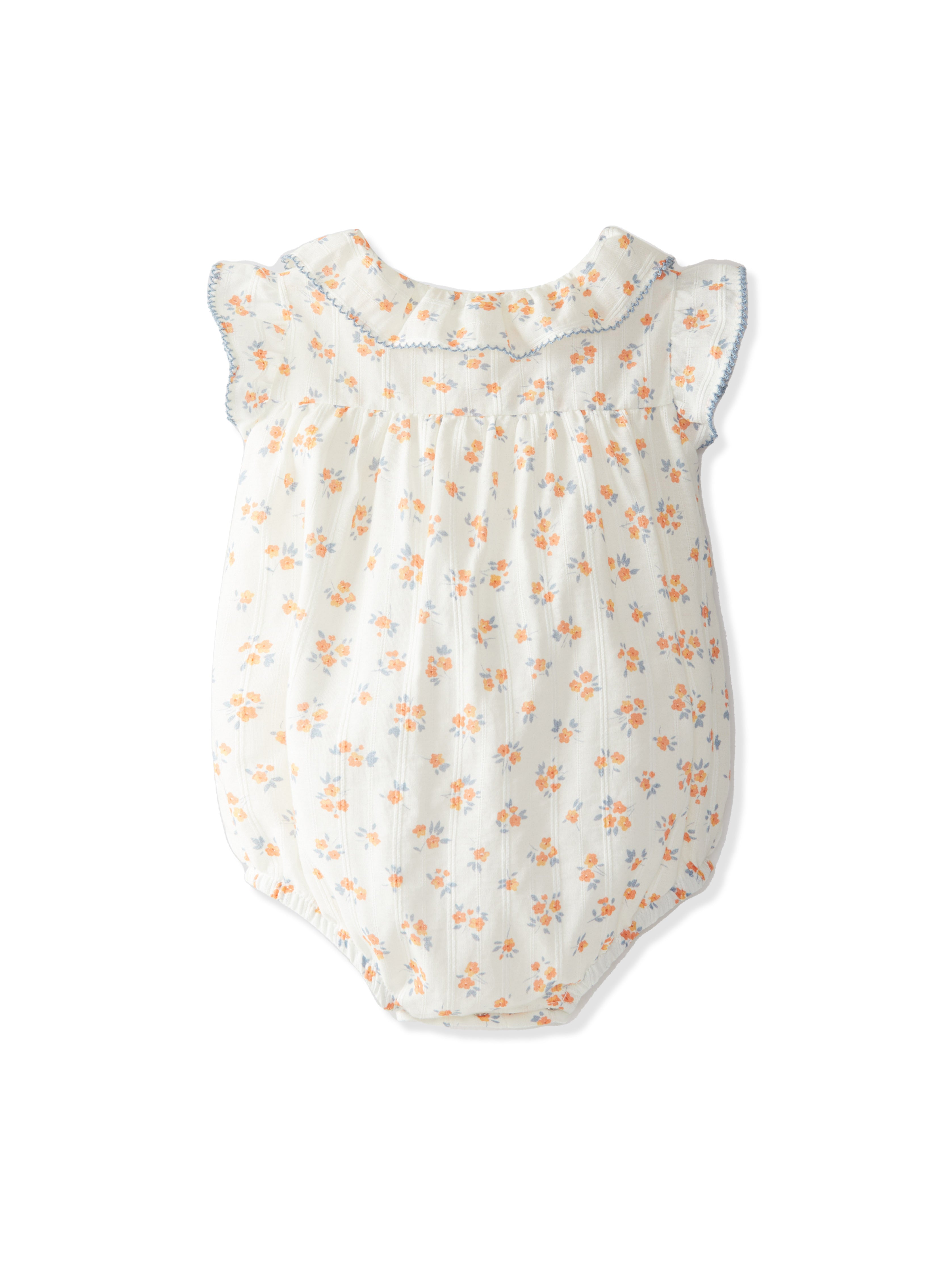 Laranjinha romper shortie with coral flower print 