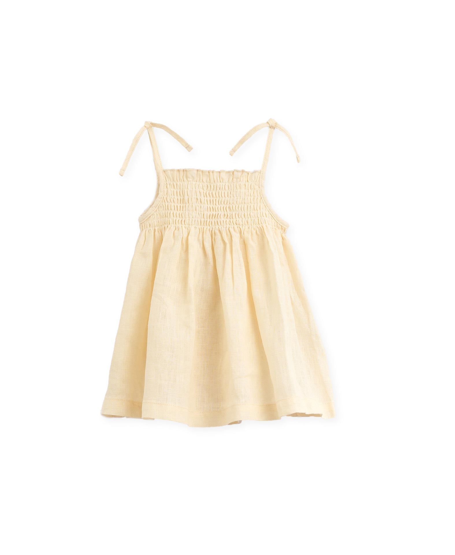 Play up linen dress karite - cream linen girls dress