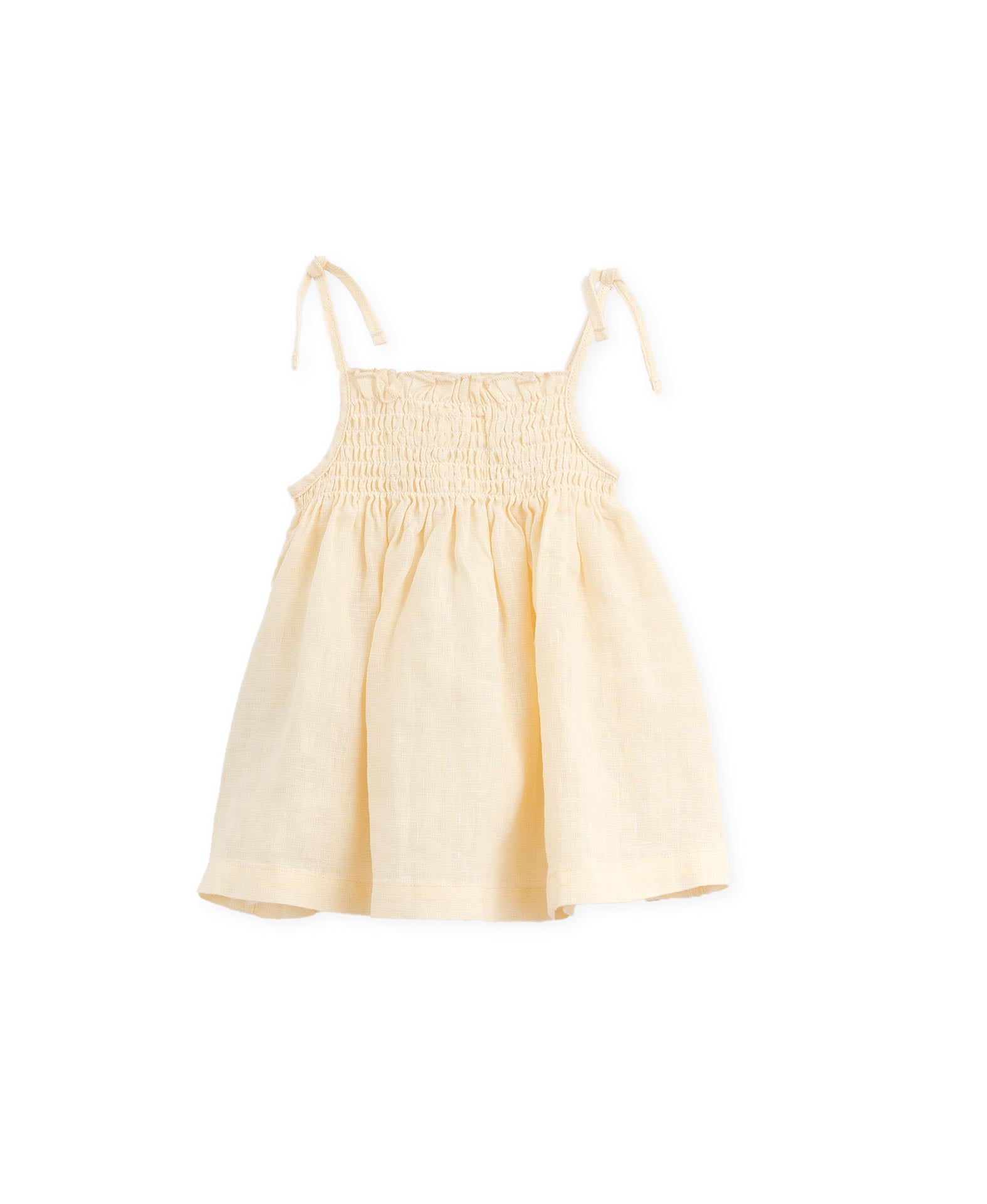 Play up linen dress karite - cream linen girls dress