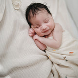 Mushie | Knitted Baby Blanket Ribbed - Beige Melange