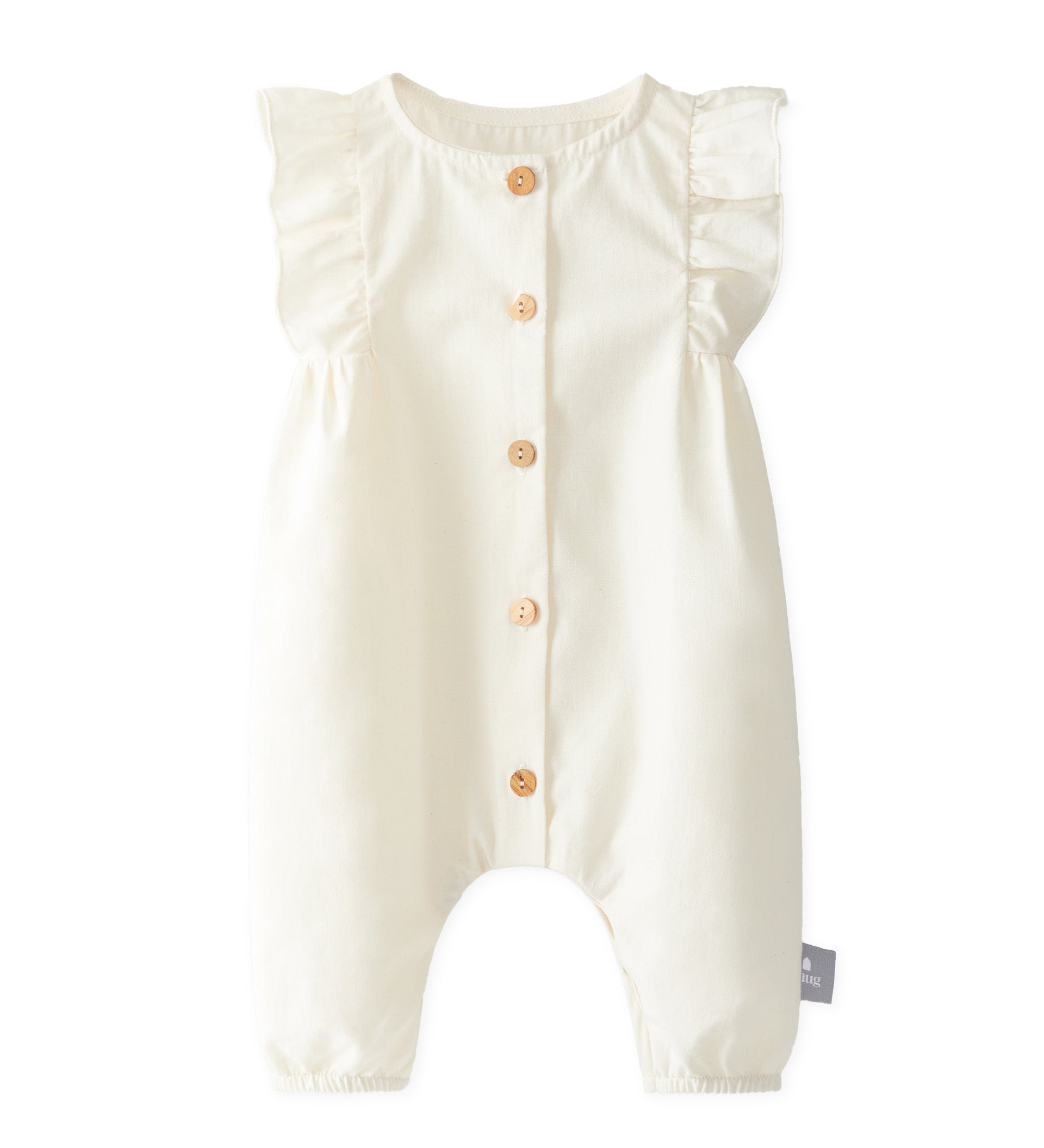 Snug jumpsuit one piece ruffle natural color white