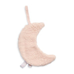 pale pink llama-shaped pacifier cloth made of soft teddy fabric with a loop for attaching to a pacifier