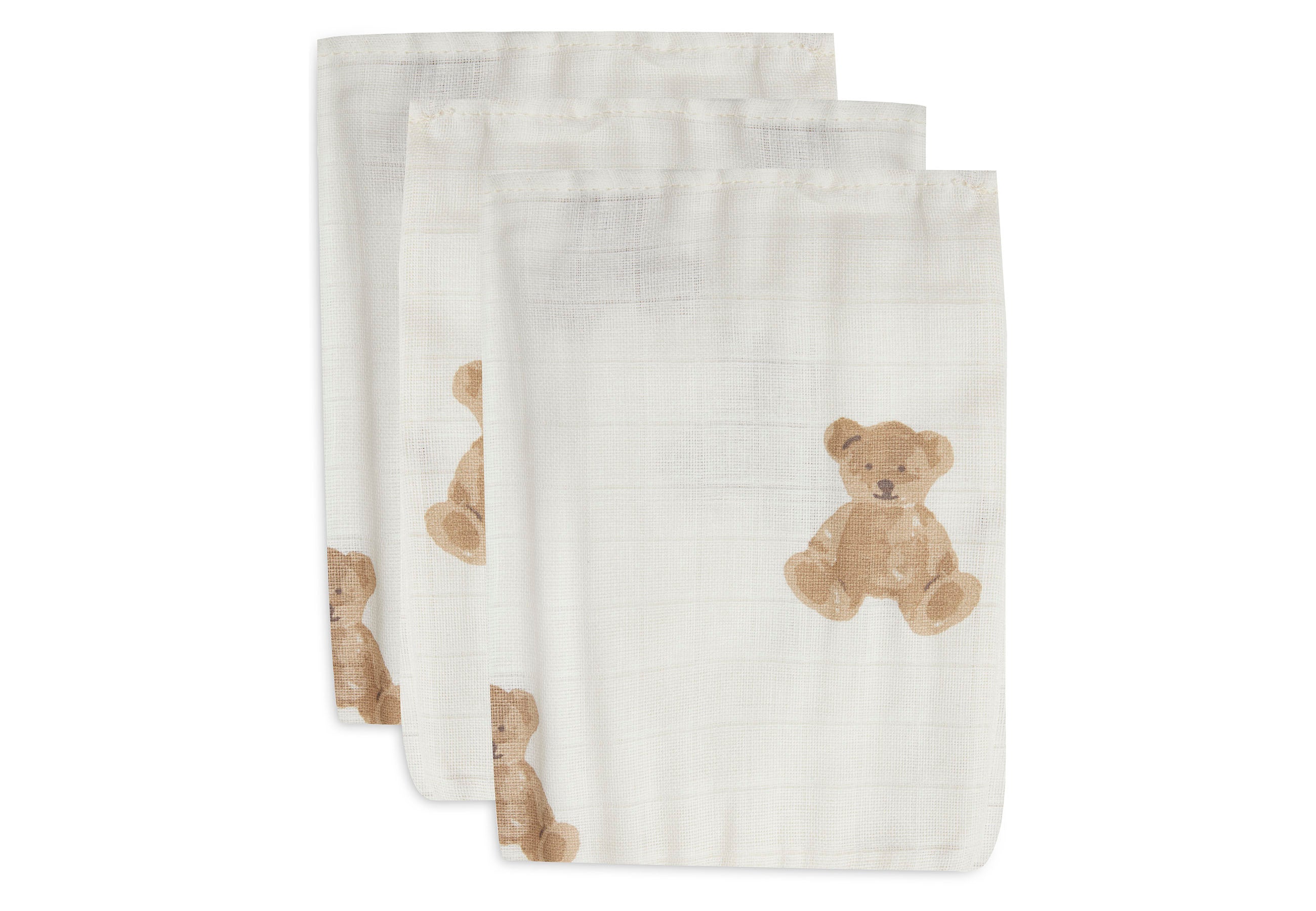 Jollein muslin wash cloth teddy bear 3-pack