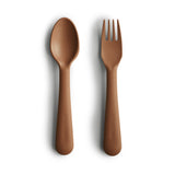 Mushie fork and spoon set caramel