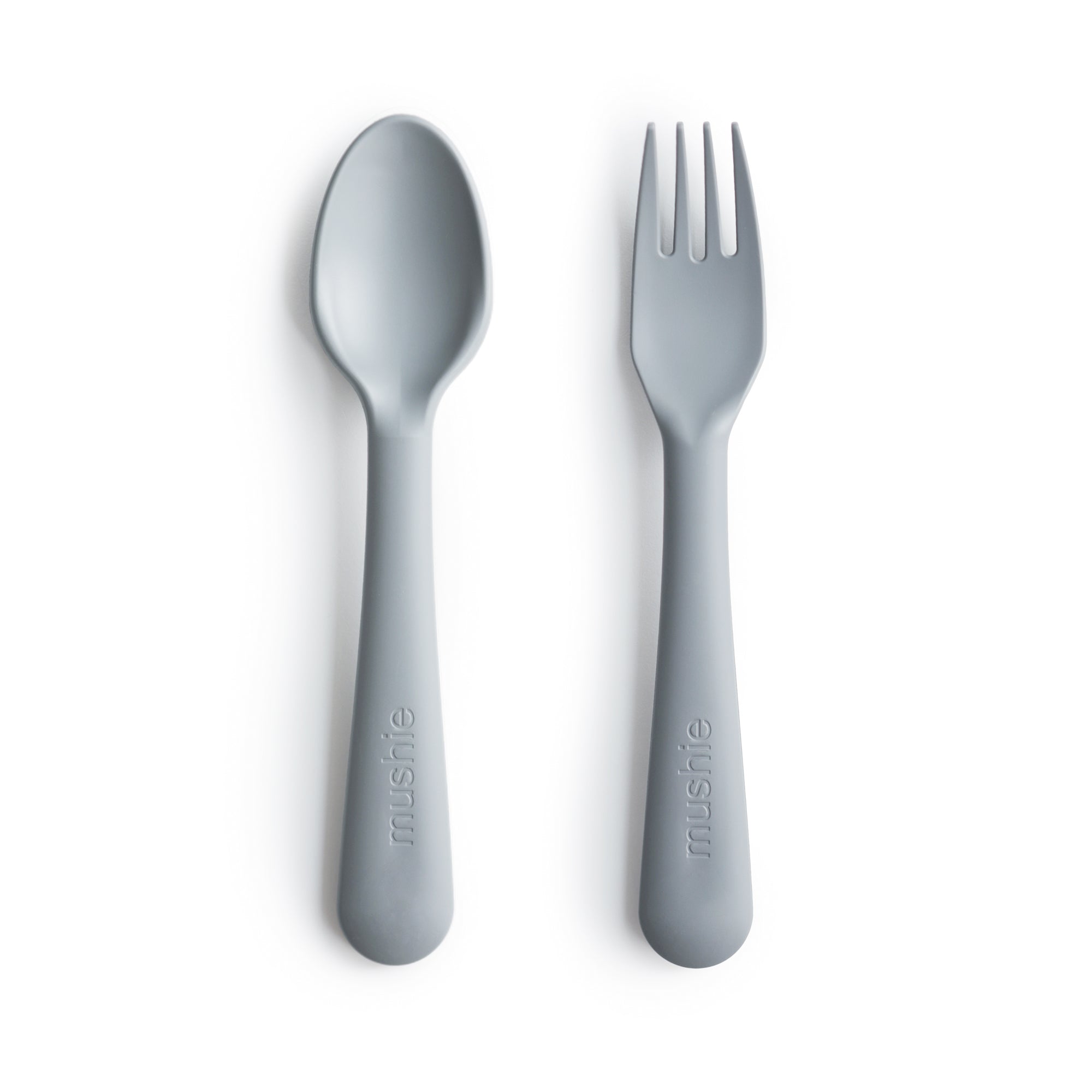 Mushie fork and spoon set cloud