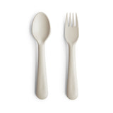 Mushie fork and spoon set ivory