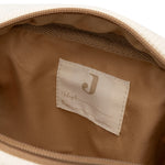 Jollein Little Waffle pouch in Mini Teddy Bear, open view showing the brown lining