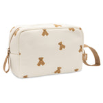 Jollein Little Waffle pouch in Mini Teddy Bear with cream waffle fabric and brown bear print