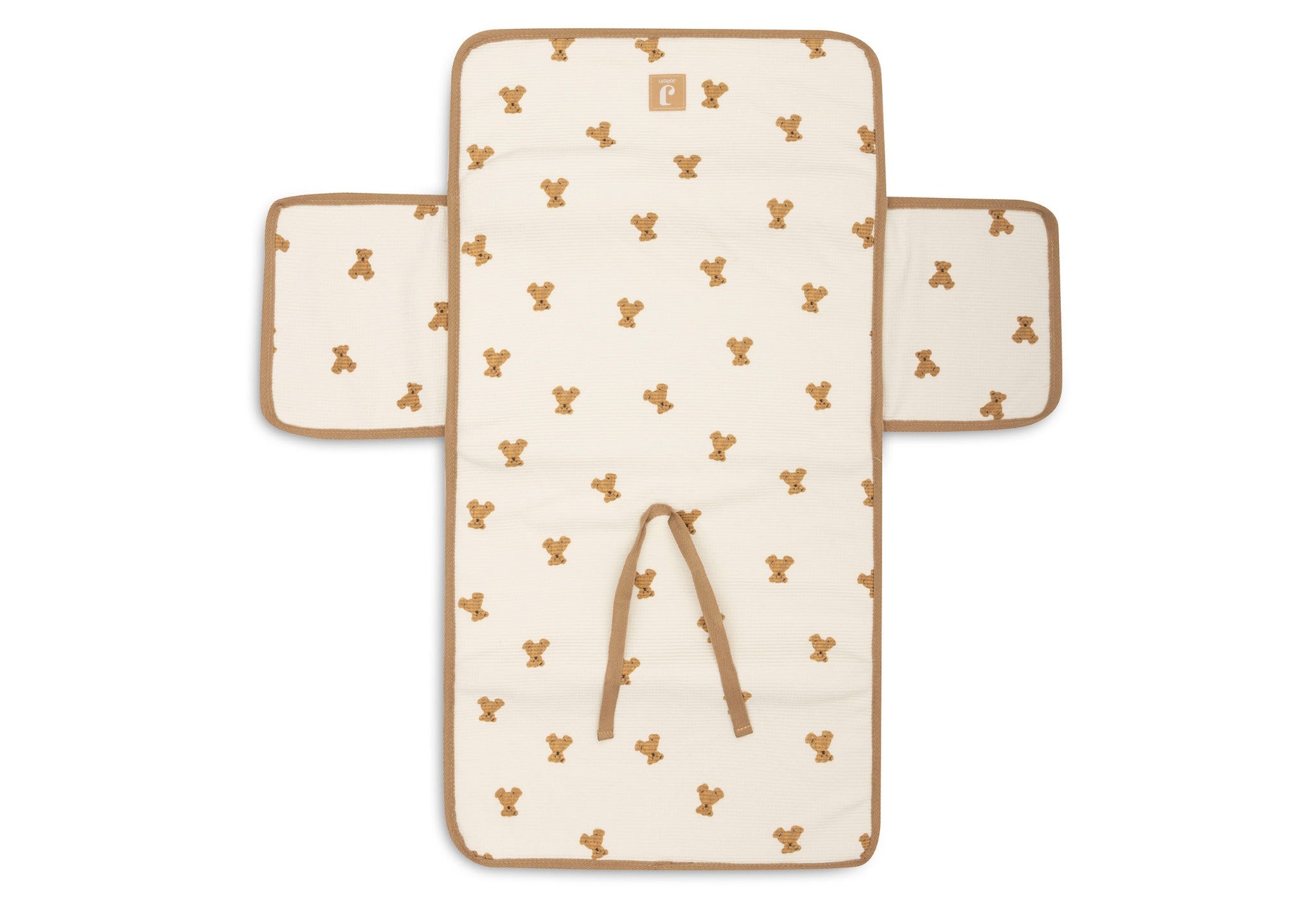 Jollein Little Waffle changing pad in Mini Teddy Bear, unfolded exterior with bear print