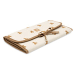 Jollein Little Waffle changing pad in Mini Teddy Bear, folded side view with ties