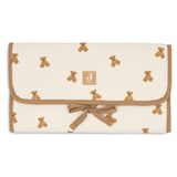 Jollein Little Waffle changing pad in Mini Teddy Bear, folded with tie fastening