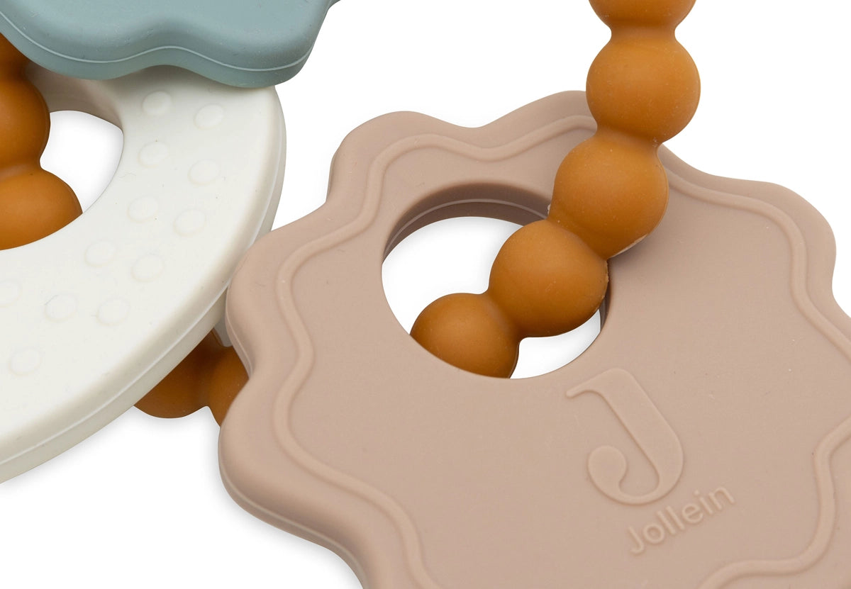 Jollein | Silicone Teething Ring Keychain - Lovely Birds