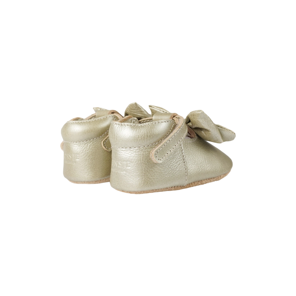 Donsje Celie baby shoes in Champagne Metallic Leather, rear view