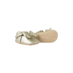 Donsje Celie baby shoes in Champagne Metallic Leather, side view showing the sole